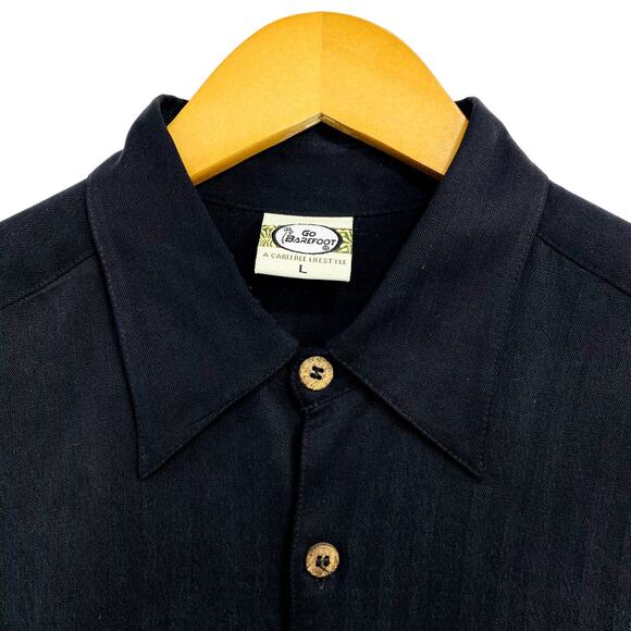 Go Barefoot Del Mar Shirt Men's Size Large Black Where The Turf Meets The Surf - Picture 5 of 11